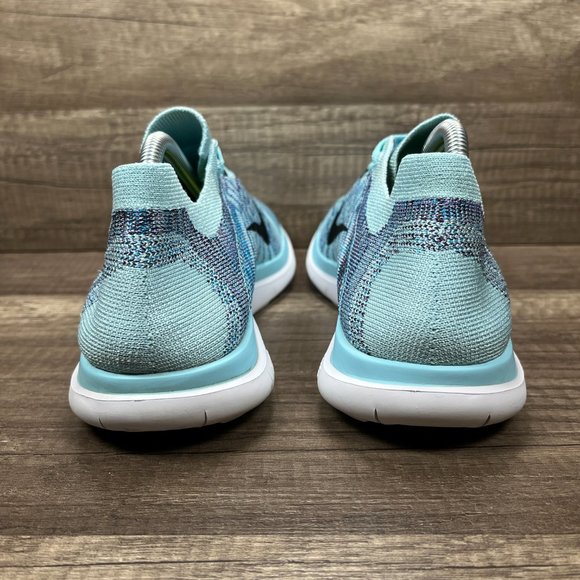 Nike Free 4.0 Flyknit Blue Green Womens US Size 8.5 717076-404 Running Shoes - Picture 5 of 10